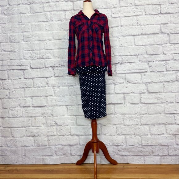 Iris Navy Blue Polka Dot Pencil Skirt - Picture 5 of 9